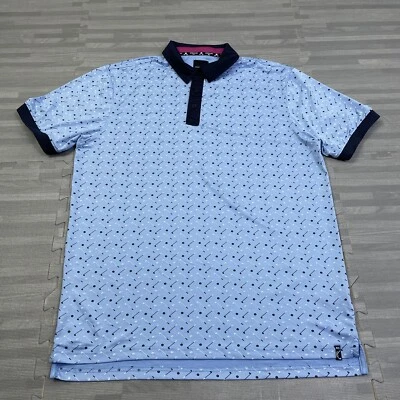 Kenneth Cole Golf Polo Shirt Mens Large AOP Graphic Print Blue Short Sleeve $59 - Image 1 of 4