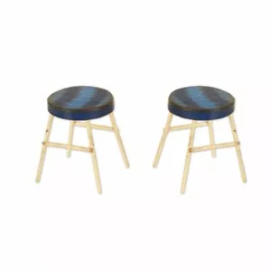 Miniature Dollhouse Fairy Garden Set of 2 Blue Metal Stools - Buy 3 Save $5 - Picture 1 of 1