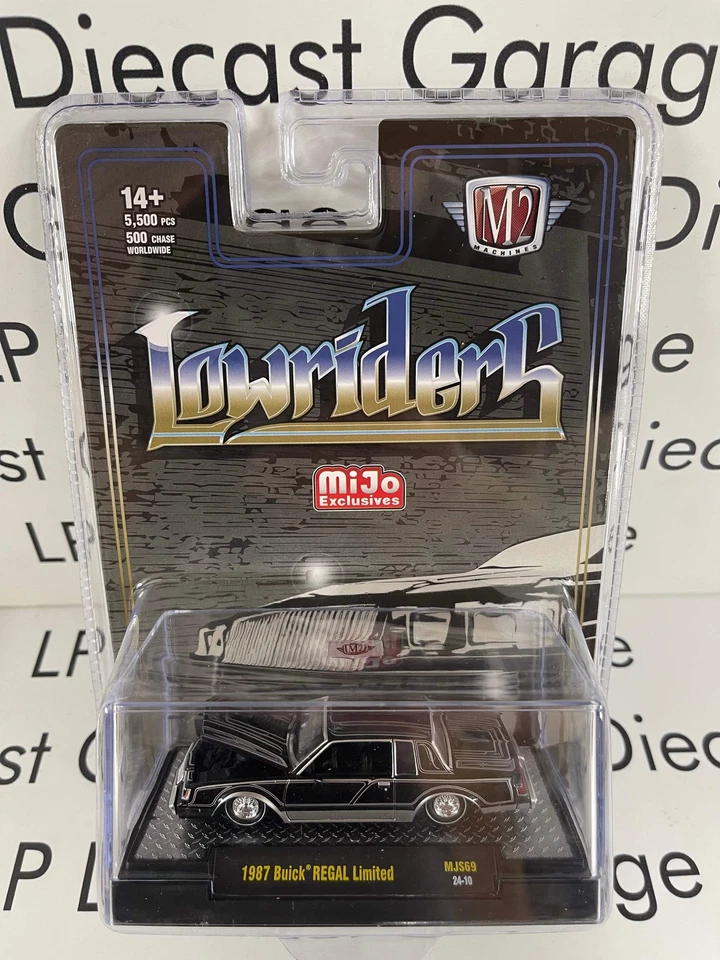 M2 1987 Buick Regal Limited Lowriders negro 1:64 diecast MiJo Foto 1 de 1