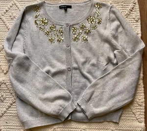 silver grey girls childrens M&S cardigan, 11-12yrs, gold jewels - Picture 1 of 5