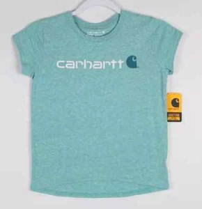 Carhartt Girls T Shirt S Small / 8 Core Logo Short Sleeve Tee Blue Snow Heather - Picture 1 of 4