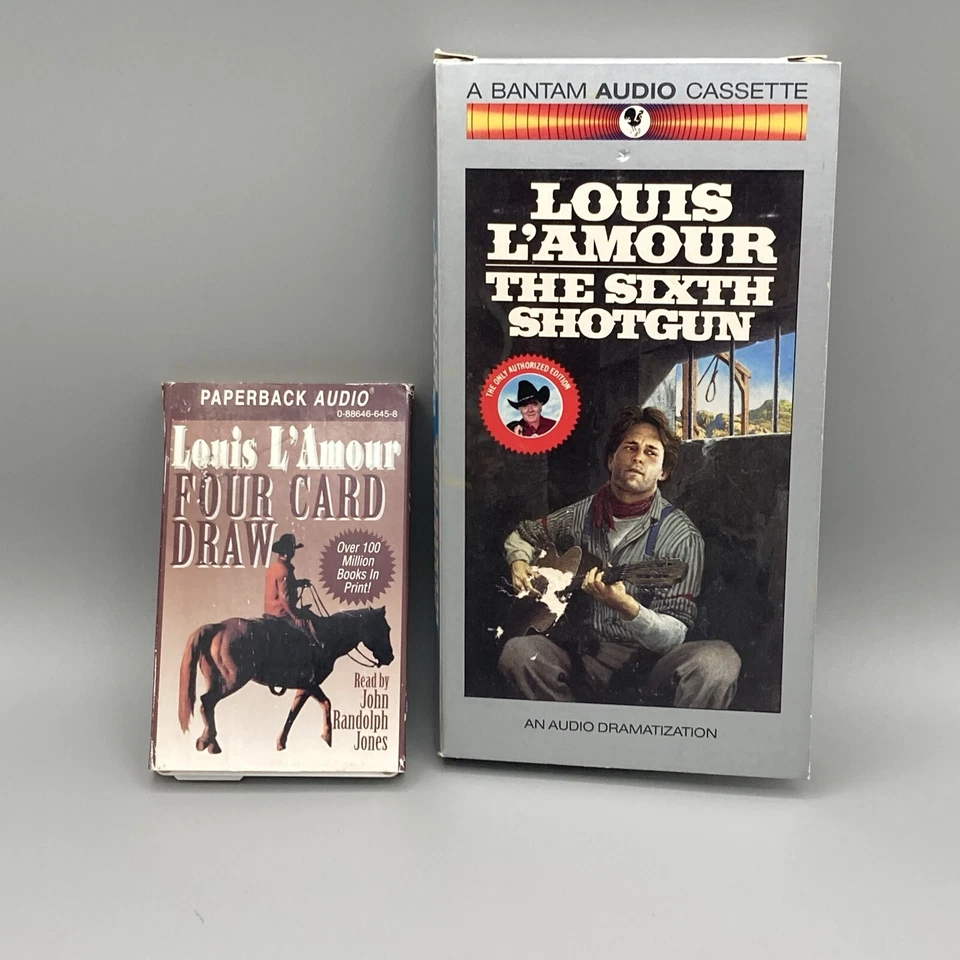 Vintage Louis L'amour Cassette Audio Books Lot of 2 Four Card Draw & 6th Shotgun - Image 1 of 4