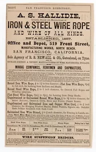 1880s Advertisement A.S. Hallidie Iron and Steel Rope San Francisco Cable Cars - Picture 1 of 1