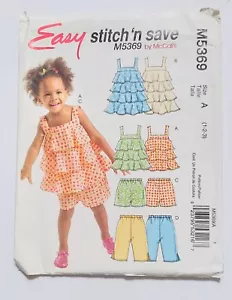 Stitch n Save by McCall's M5369 Girls Ruffled Top Shorts Capri Pants Sizes 1 2 3 - Picture 1 of 5