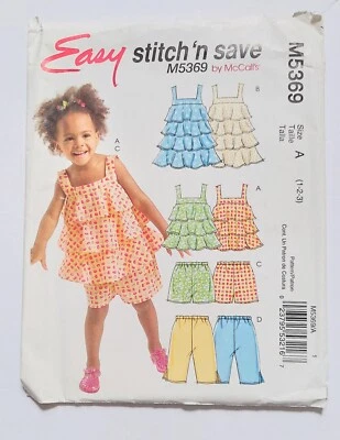 Stitch n Save by McCall's M5369 Girls Ruffled Top Shorts Capri Pants Sizes 1 2 3 - Image 1 of 4