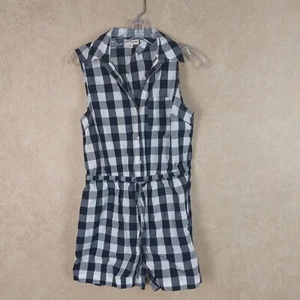 Maison Jules New Womens Drawstring Gingham-Print Romper Check  __ NWT R11E1 - Picture 1 of 4
