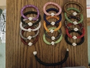 260 pc Lot. Stardust Mesh Magnetic Crystal Bangle Bracelets 16 COLORS CLOSEOUT - Picture 1 of 3