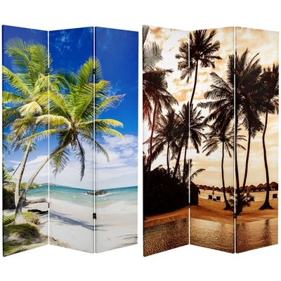 6 ft. Tall Double Sided Sunset Palms Canvas Room Divider - Image 1 of 4