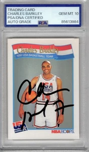Charles Barkley Signed 1992 NBA Hoops #36 USA Basketball Card PSA/DNA Auto 10 - Picture 1 of 2