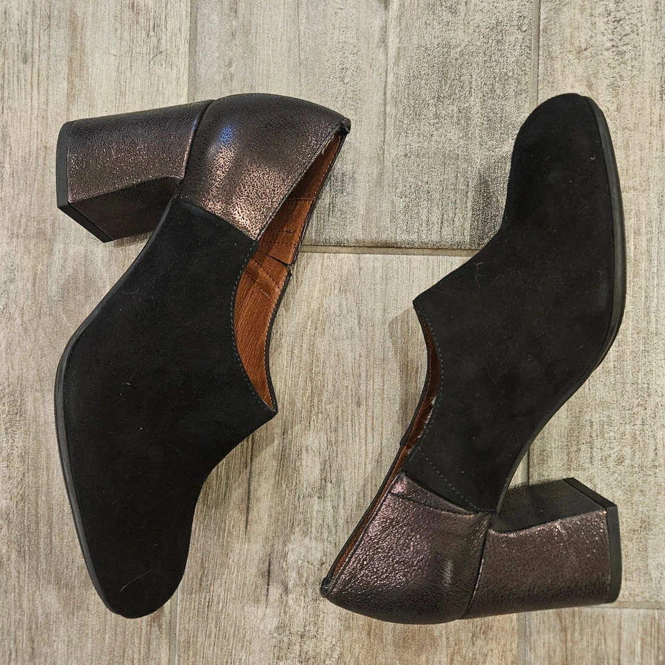 Hispanitas 靴子女式 37 码 US 6.5-7 Gillian 泵靴黑色/铜皮革 — 第 1/4 张图片