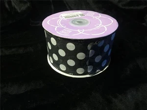 2,5 DRAHTKANTENBAND SCHWARZ WEISS JUMBO PUNKTE ST. PATRICK'S Halloween 20 YARDS NEU - Bild 1 von 4