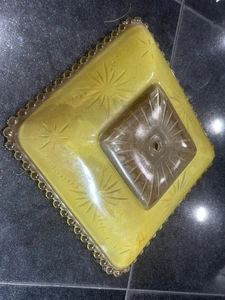 Vintage Art Deco Nagelglas gelber Schirm Original Starburst - Bild 1 von 10