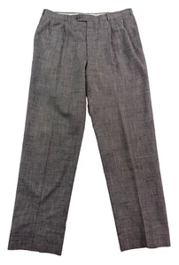 Vintage 90s Austin Reed 36x32 dress suit pants slubbed silk wool pleated trouser - Picture 1 of 8