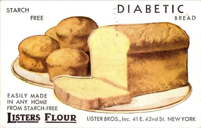 NY, NYC New York City  LISTERS BROS FLOUR Diabetic Bread Advertising  Postcard - Image 1 of 2
