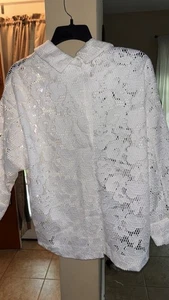 Dorothee Schumacher- Embroidered Jacket Top Flowers White RARE SZ 4 Lg Bohemian - Picture 1 of 14