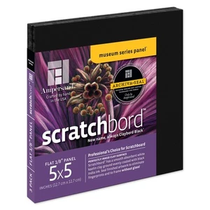 Ampersand Museum Quality Scratchbord 5x5 Pack of 3 Black Scratch Art Panels - Picture 1 of 6