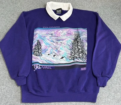 Sudadera De Colección Jerzees Collard Para Mujer L Púrpura Esquí Vail Colorado Mountain Foto 1 de 4