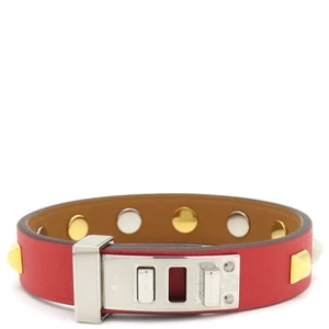 HERMES bracelet mini dog crew kare Swift metal Red x gold T3 SilverMetal - Picture 1 of 7