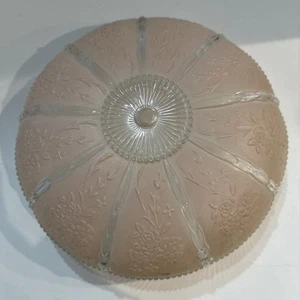 1940 Art Deco Antique Pink Glass Ceiling Light Shade Fixture Chandelier 10 3/8" - Picture 1 of 17