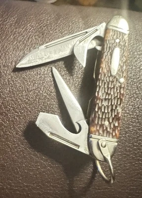 Navaja de bolsillo vintage Western Boulder Colo. 4 hojas cuchillo utilitario de ingeniero Foto 1 de 4