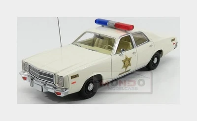 1:18 Greenlight Plymouth Fury Hazzard County Police 1977 White GREEN19055 Modell - Immagine 1 di 2