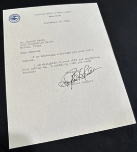 BAREFOOT SANDERS 1966 TYPED LETTER SIGNED as Assistant Attorney General LBJ TX - Picture 1 of 3