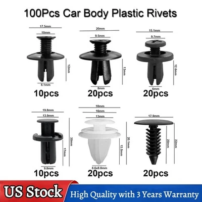 100PCS For Acura Car Body Rivet Push Pin Fastener Retainer Bumper Fender Clips - Image 1 of 4