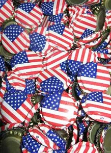CROWN CAPS 144 AMERICAN FLAG BEER SODA BOTTLE OXYGEN ABSORBING NICE & NEW UNUSED - Picture 1 of 1