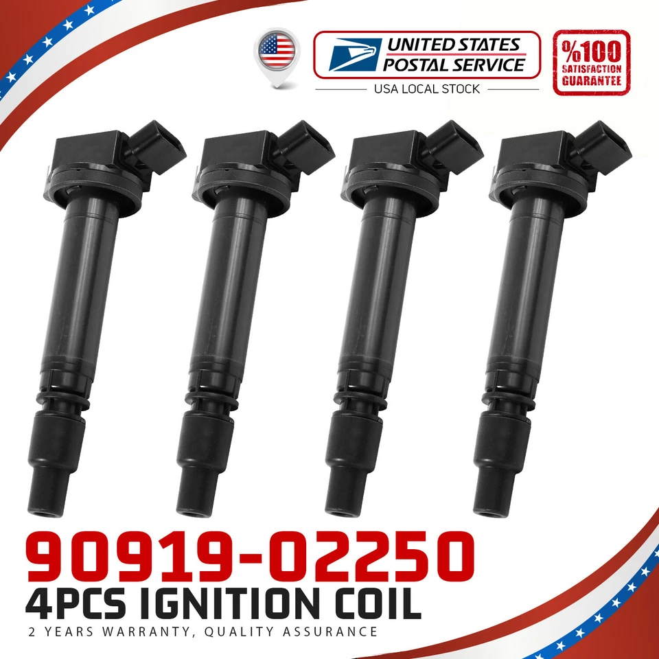 4X IGNITION COIL 90919-02250 FITS FOR TOYOTA CAMRY LEXUS RC350 ES350 GX300 - Imagem 1 de 4