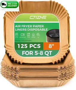25pcs Air Fryer Paper Liners – 8" Square Non-Stick Parchment for Oven & Steamer - Picture 1 of 12