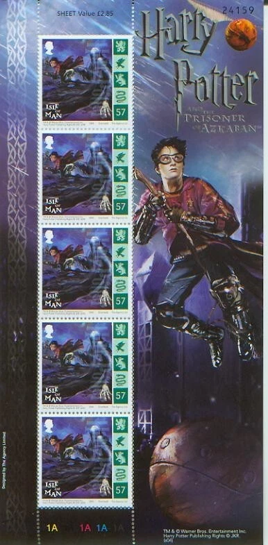 HARRY POTTER Y EL PRISIONERO DE AZKABAN (Verde) s/s 4 sellos MNH; Isla de Man Foto 1 de 1