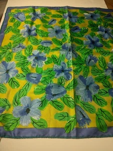 Vintage Vera Neumann 1960s Color Polyester Scarf Japan Rolled Edge 22" Square - Picture 1 of 7