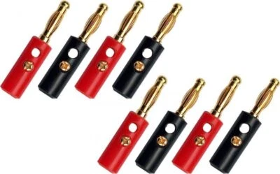 8x Gold Plated Banana Plugs 4mm Speaker Wire Connectors Screw Type HiFi UK Stock - Image 1 of 2