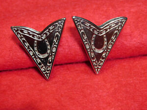 Pair of Silver Tone Western Style Screw on Collar Tips.