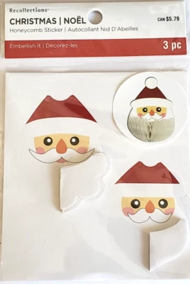 Recollections Christmas HONEYCOMB STICKERS - SANTA - 3 pcs - Image 1 of 2
