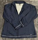 Y2k Nike Full Zip Windbreaker Jacket Women Large 12-14 Navy Blue Polyester