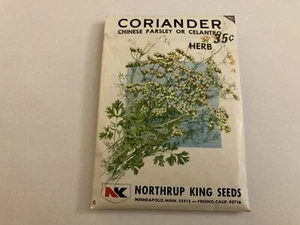 Vintage Open Packet Pack Of Northrup King Coriander Cilantro Herb Seeds, 1970s - Picture 1 of 4