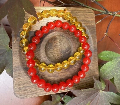 Blood Red Carnelian  & Golden Citrine 8mm Bracelets - Image 1 of 4