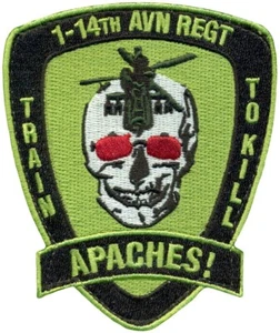 US ARMY 1st BATTALION 14th AVIATION REGIMENT - TRAIN TO KILL - APACHES PATCH - Picture 1 of 1