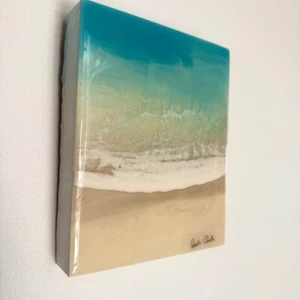 Sarah Caudle Original Painting Resin on wood "Clear Sea 5 "2020 signature 8×10in - Picture 1 of 6