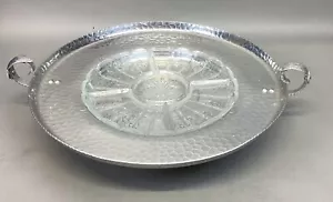 Large 16”D Floral Lazy Susan With Glass Tray For Chips N Dip And Appetizers - Picture 1 of 8