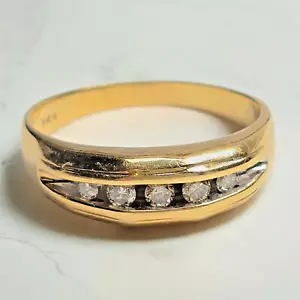 10K Yellow Gold .21 TCW Diamond Men's Channel Set Band Size 9.75 Ring - Picture 1 of 9