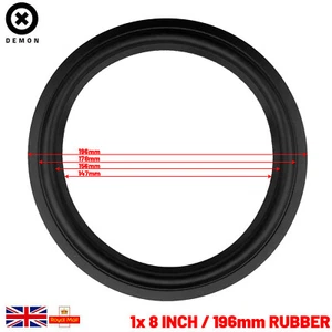 1x 8" inch 196mm Black Rubber Woofer Speaker Part Surrounds Repairs Spare UK - Picture 1 of 4