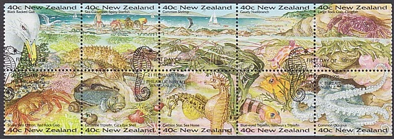 NEW ZEALAND 1996 Sea Shore - marine life booklet pane fine used.............Y275 - Image 1 of 1