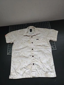 Youth Tanoa Tribal Print Beige Hawaiian Shirt Size 14 - Picture 1 of 6