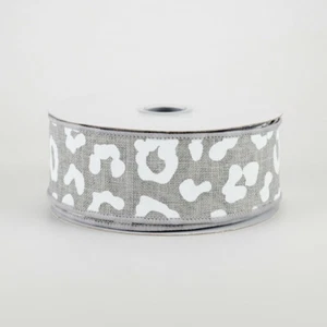 Animal Print Grey & White Ribbon 1.5" x 10 yards - Picture 1 of 2