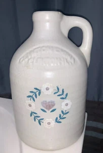 VTG Stoneware Jug -Clinton China-Clinton IL (9” T X 6” W) White Cracked Design - Picture 1 of 12