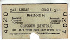Railway ticket: BRB: Beattock to Glasgow Central, 1970