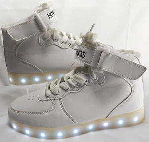 Sneakers da skate HOVERKICKS Supernova bianche alte LED giovani taglia 4 colorate illuminate - Foto 1 di 12