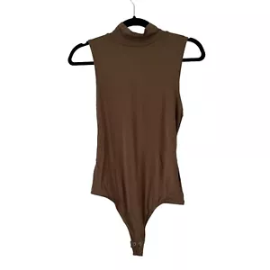 Good American Sleeveless Turtleneck Jersey Knit Body Suit Olive Green Medium NEW - Picture 1 of 8